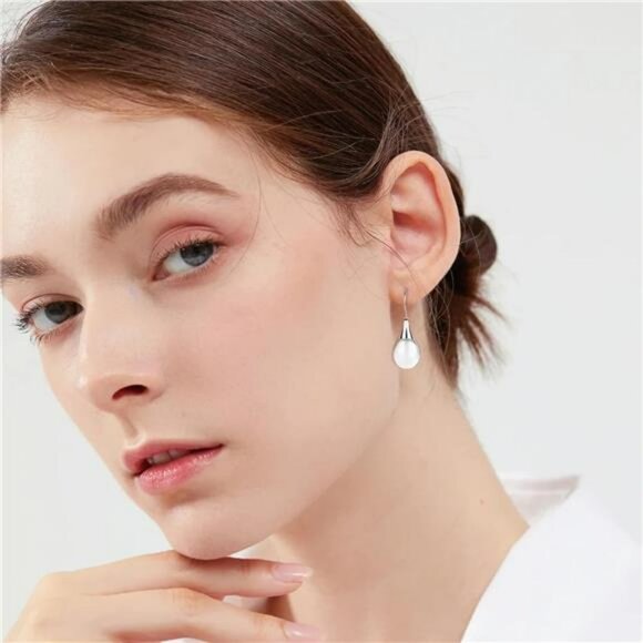 Womens teardrop dangle earrings set sterling silver crystal drop jewelry - Picture 7 of 8